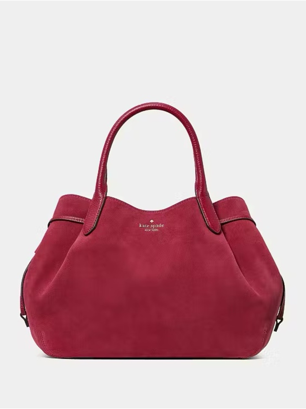 ♠️Kate Spade Dumpling Large Suede Satchel Crossbody Bag, Red Jam NWT